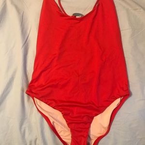 NWT Dolce Vita red swimsuit with metal detail.